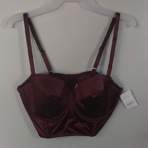 Auden Satin Longline Bustier - Wine